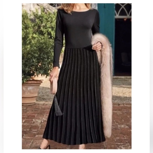 Soft Surroundings Dresses & Skirts - Soft Surroundings Womens Palamero Maxi Dress Black Pleated Knit Skirt XS EUC